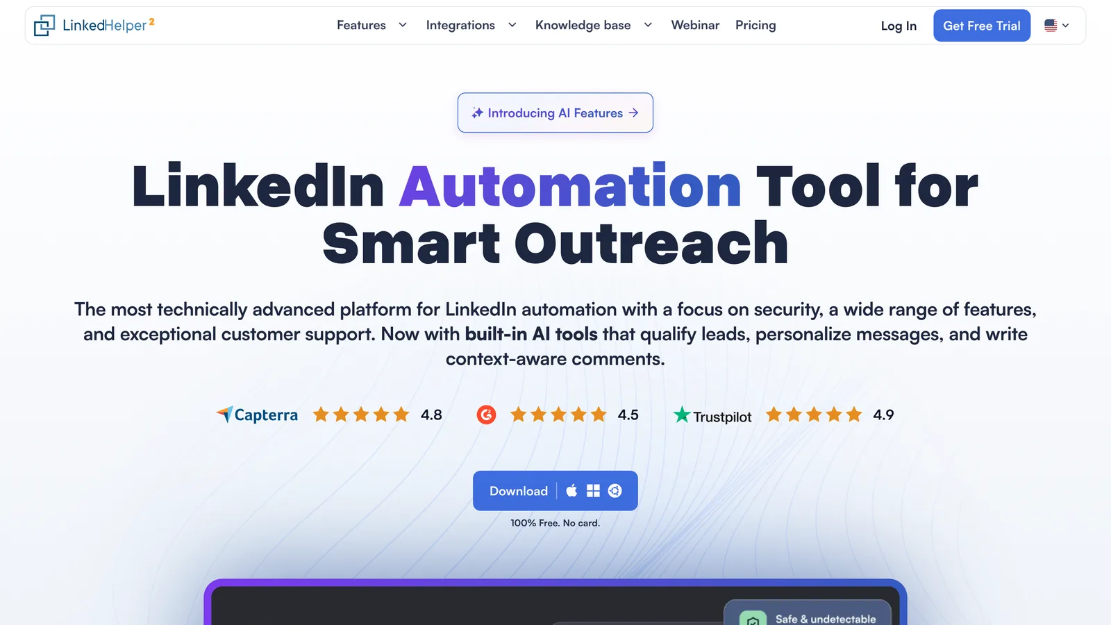 Linked Helper homepage: LinkedIn automation tool for smart outreach